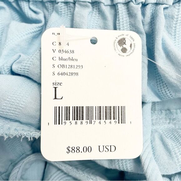 NWT Free People Endless Summer Puff Sleeve Open Back Mini Dress Blue Size Large - Picture 11 of 13